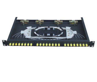 ST adapter face plate 24 fibers Rack-Mounted Fiber Optic Terminal Box black cold-rolling steel sheet