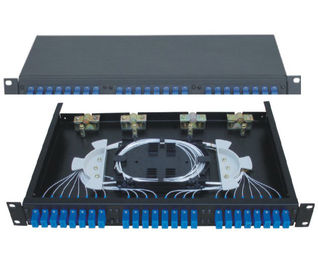 ST adapter face plate 24 fibers Rack-Mounted Fiber Optic Terminal Box black cold-rolling steel sheet